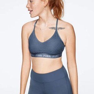 Pink VS Sport Old School Blue Lace Ultimate Lightly Lined Sports Bra (L)